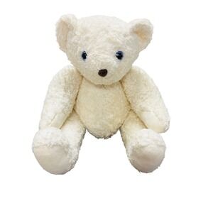 Bears for Humanity Plush Teddy Bear 18in Organic Hemp Cotton Cream Blue Eyes